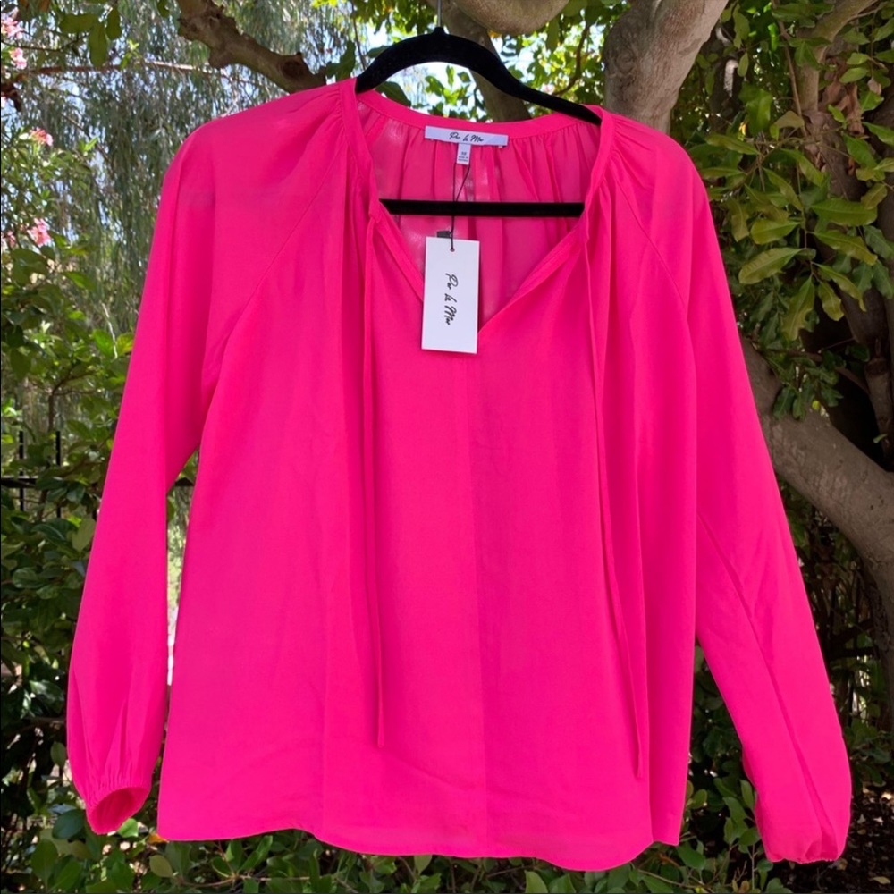 Par La Mar Hot pink V neck blouse